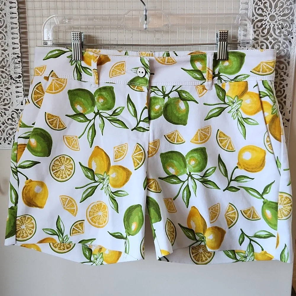 Isaac Mizrahi‎ sz 4 Lemon Lime Summer Shorts Fruit White